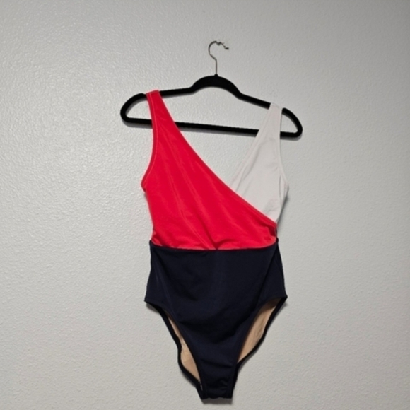 Colorblock One-Piece Swimsuit - Pink, White & Navy Sz S - Picture 10 of 10